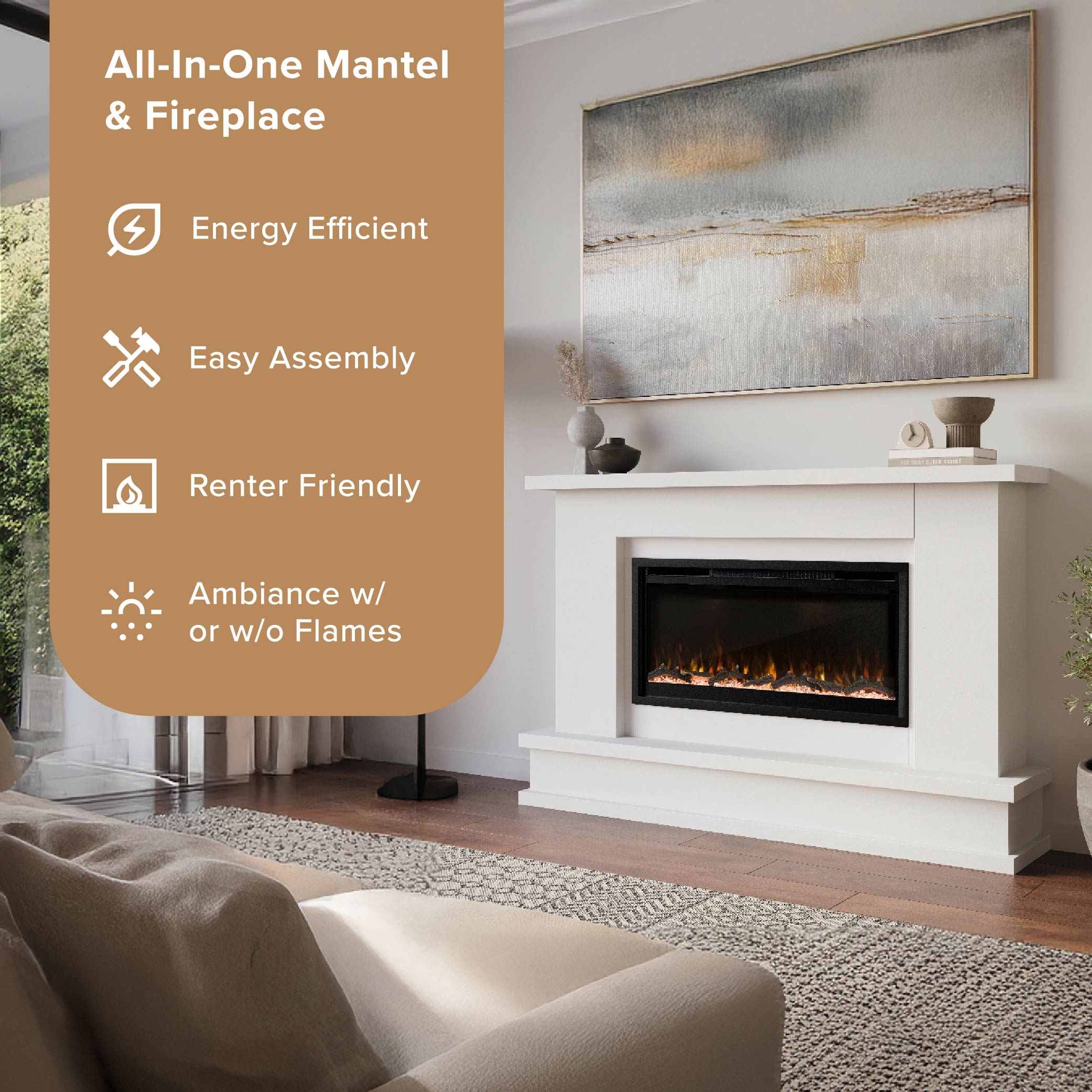 Patton Linear Electric Fireplace Mantel Package