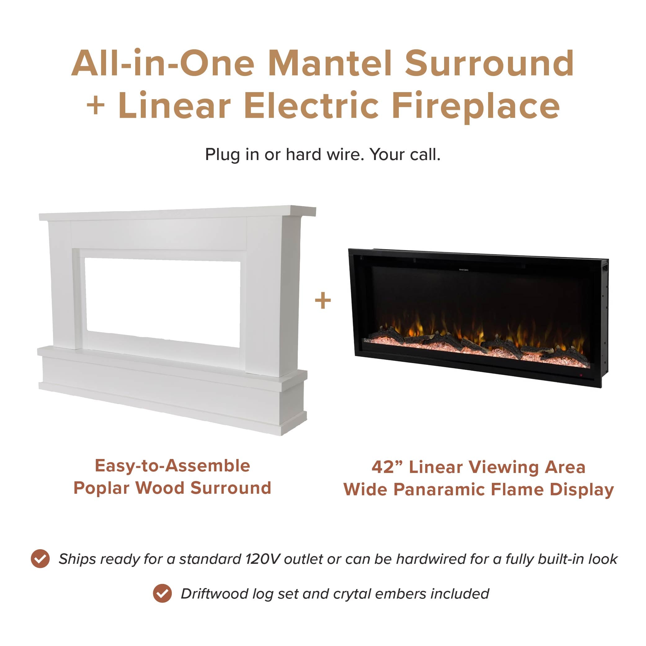 Patton Linear Electric Fireplace Mantel Package