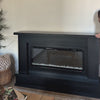 Patton Black Linear Mantel Package in a living space. 