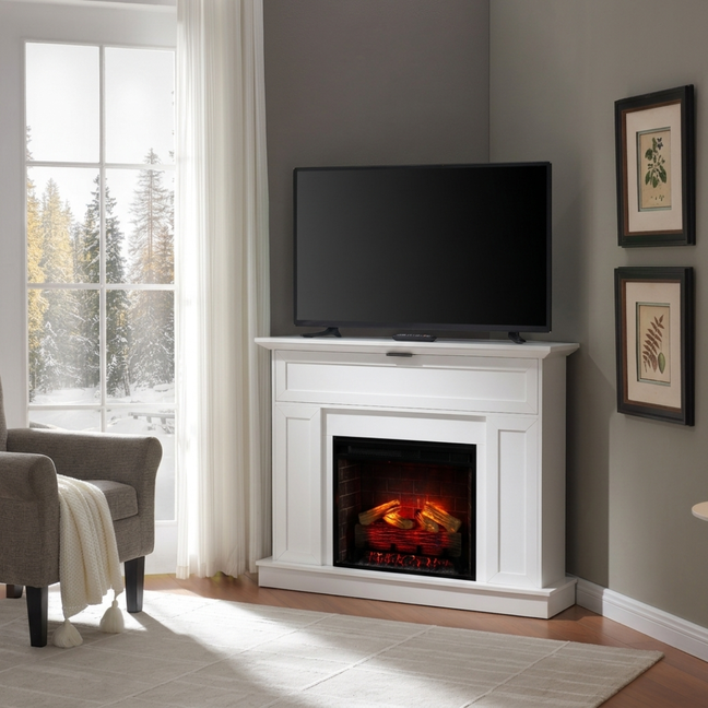 Tillary White Corner Mantel & 23" Firebox