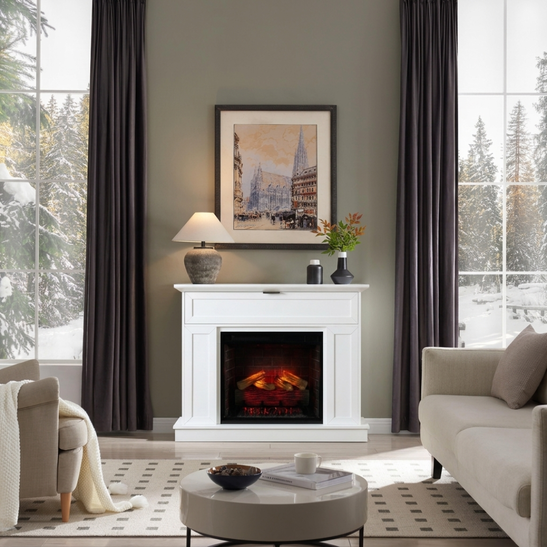 Tillary White Corner Mantel & 23" Firebox
