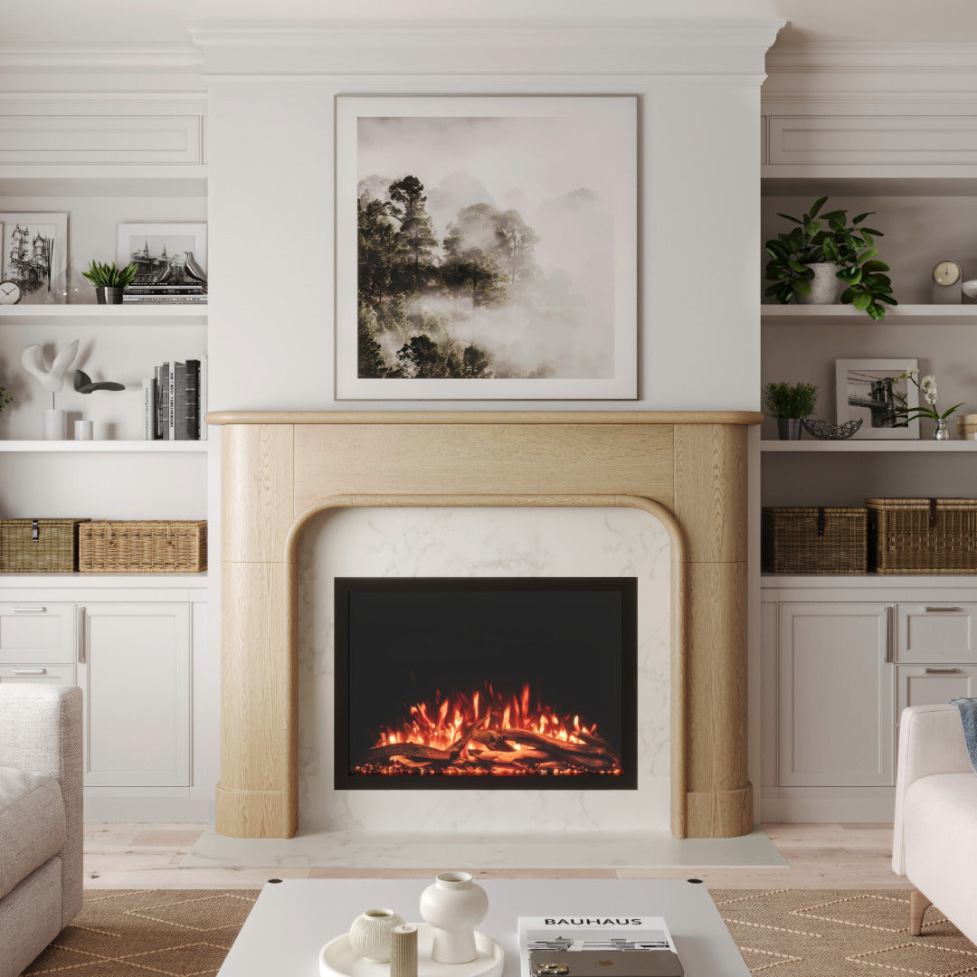 Willow Bend  fireplace mantel surround in modern white living room